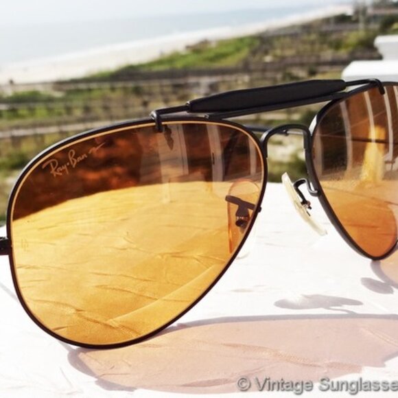 Vtg Ray-Ban W1664 Outdoorsman Chromax Sunglasses, Mat Black metal frame